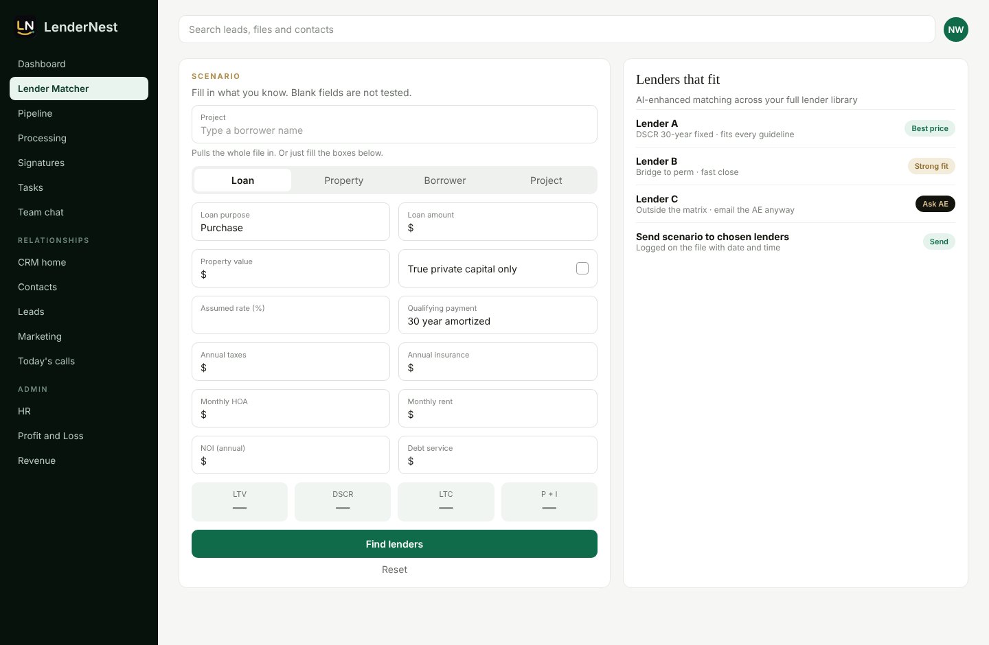 LenderNest Lender Matcher